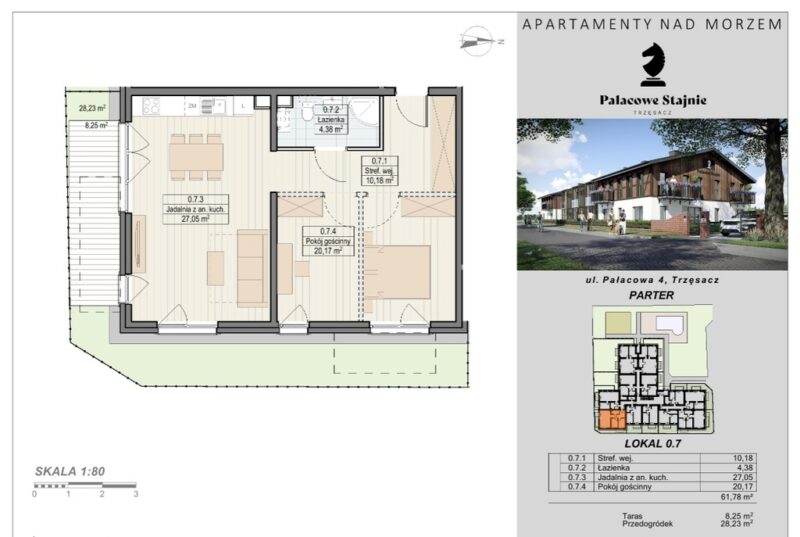 Apartament, 3 pok. Trzęsacz z ogródkiem i basenem