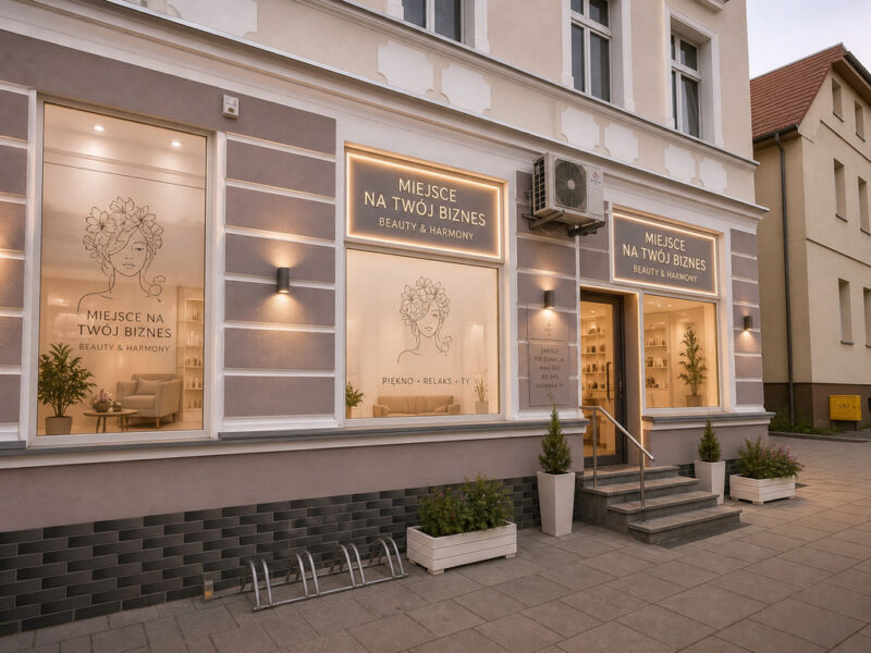Lokal użytkowy z dużymi witrynami wejście z ulicy.
