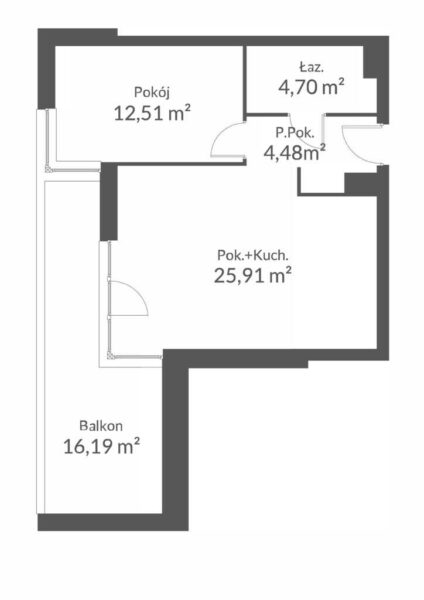 2 pok. z bardzo dużym balkonem - nowe