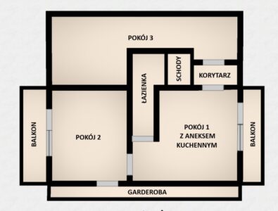 2 pok. + 2 balkony,garderoba,w domu jednorodzinnym