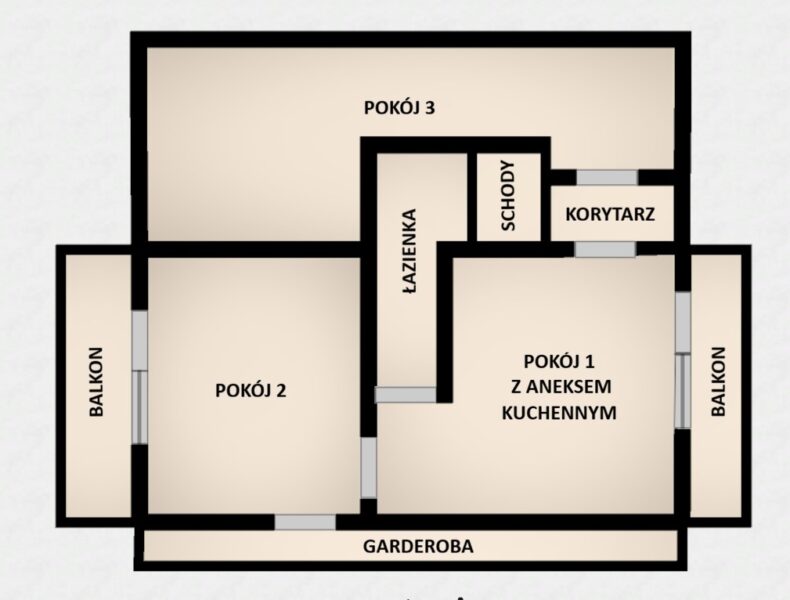 2 pok. + 2 balkony,garderoba,w domu jednorodzinnym