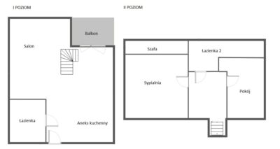 Dąbie, 2 poziomy, 3 pokoje, balkon, m.postojowe