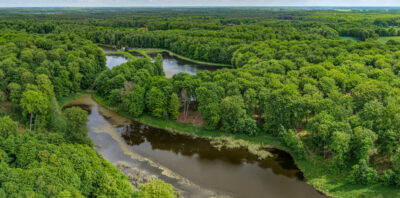 Prywatny kompleks wodny w środku lasu