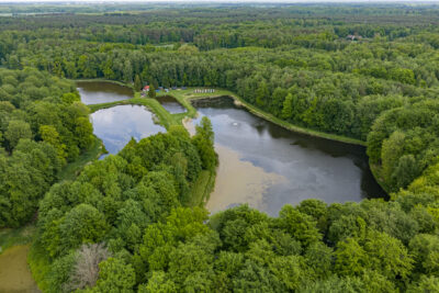 Prywatny kompleks wodny w środku lasu