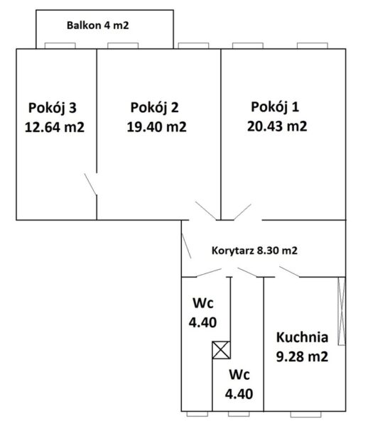 Mieszkanie 3-4 pokoje, balkon, centrum
