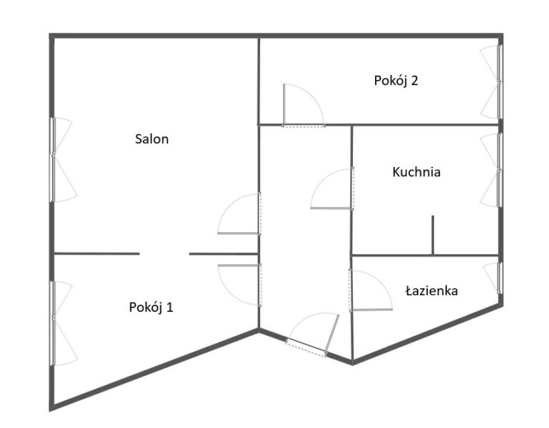 Niebuszewo, 3 pokoje 54,61 m2 parter, do remontu