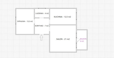 2 pokoje z balkonem | 1 piętro | 57,71 m²