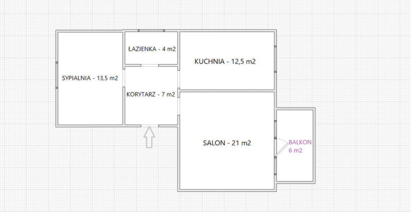 2 pokoje z balkonem | 1 piętro | 57,71 m²