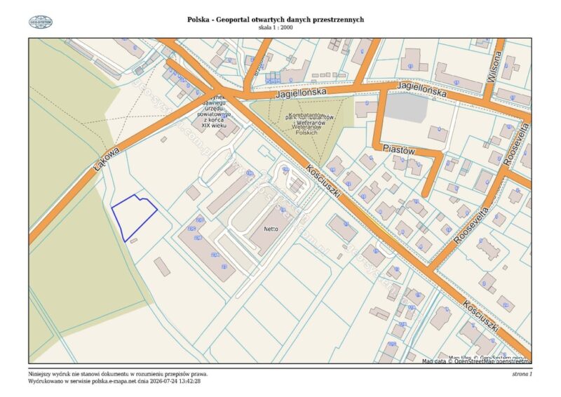 Działka inwestycyjna 1233 m² | Centrum Chojny