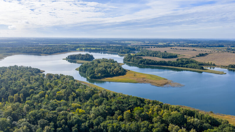 Własna linia brzegowa. Prywatny las. Jezioro.