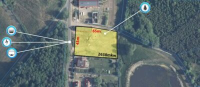 Działka objęta POG przy drodze asfalt. ze zjazdem