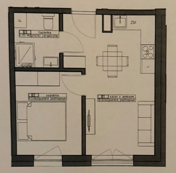 2 pokojowy apartament ogródkiem i parkingiem.
