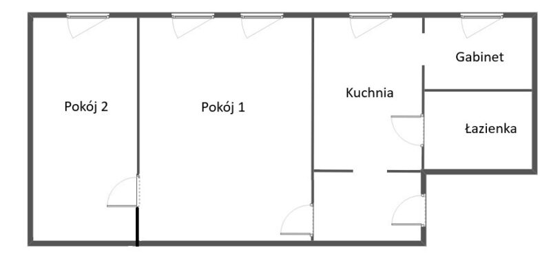 Centrum, 2 pokoje + garderoba, 48,44m2, przy ZUT Langiewicza