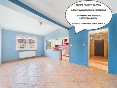 PRZESTRONNE 3 POKOJE | 80,37 m² | WAŁY CHROBREGO |