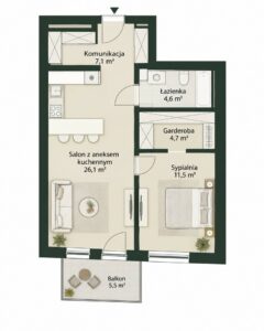 Szczecin Podjuchy nowe mieszkanie 2 pok.54 m2.