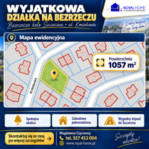 działka Bezrzecze k. Szczecina 1057 m2 z mediami!