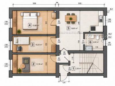 3 pokoje przy CH Kaskada 62,38 m2 !!!