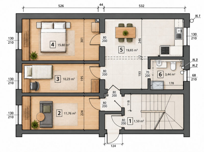 3 pokoje przy CH Kaskada 62,38 m2 !!!