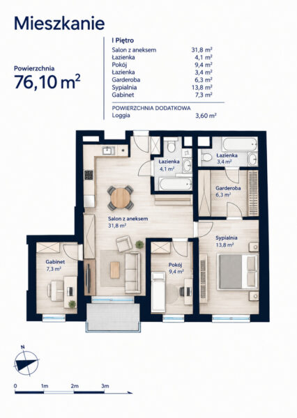 Przestronne mieszkanie 78,10 m² w Przecławiu | Klimatyzacja | Garaż