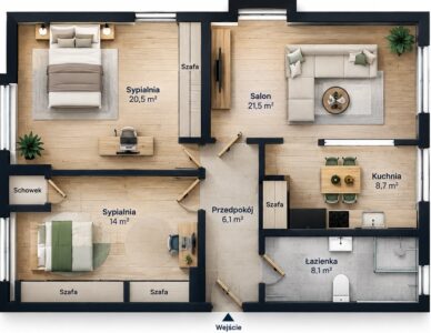 PRZESTRONNE 3 POKOJE | 80,37 m² | WAŁY CHROBREGO |